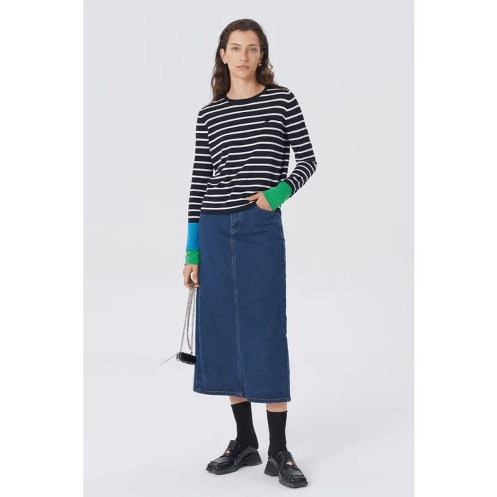 Self Who Striped Knitted Long Sleeve Top Women's Size Small
